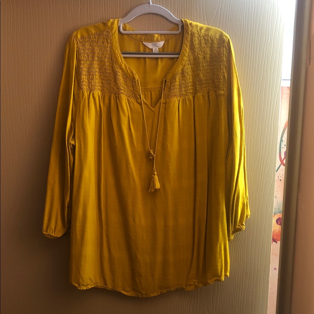 Time and Tru Mustard Yellow Tunic Top